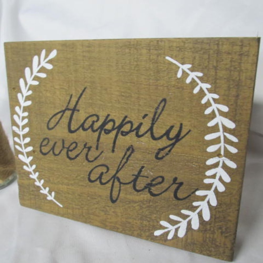 Boho Rustic Wedding Signs Happily Ever After wedding Gifts for Couple New home